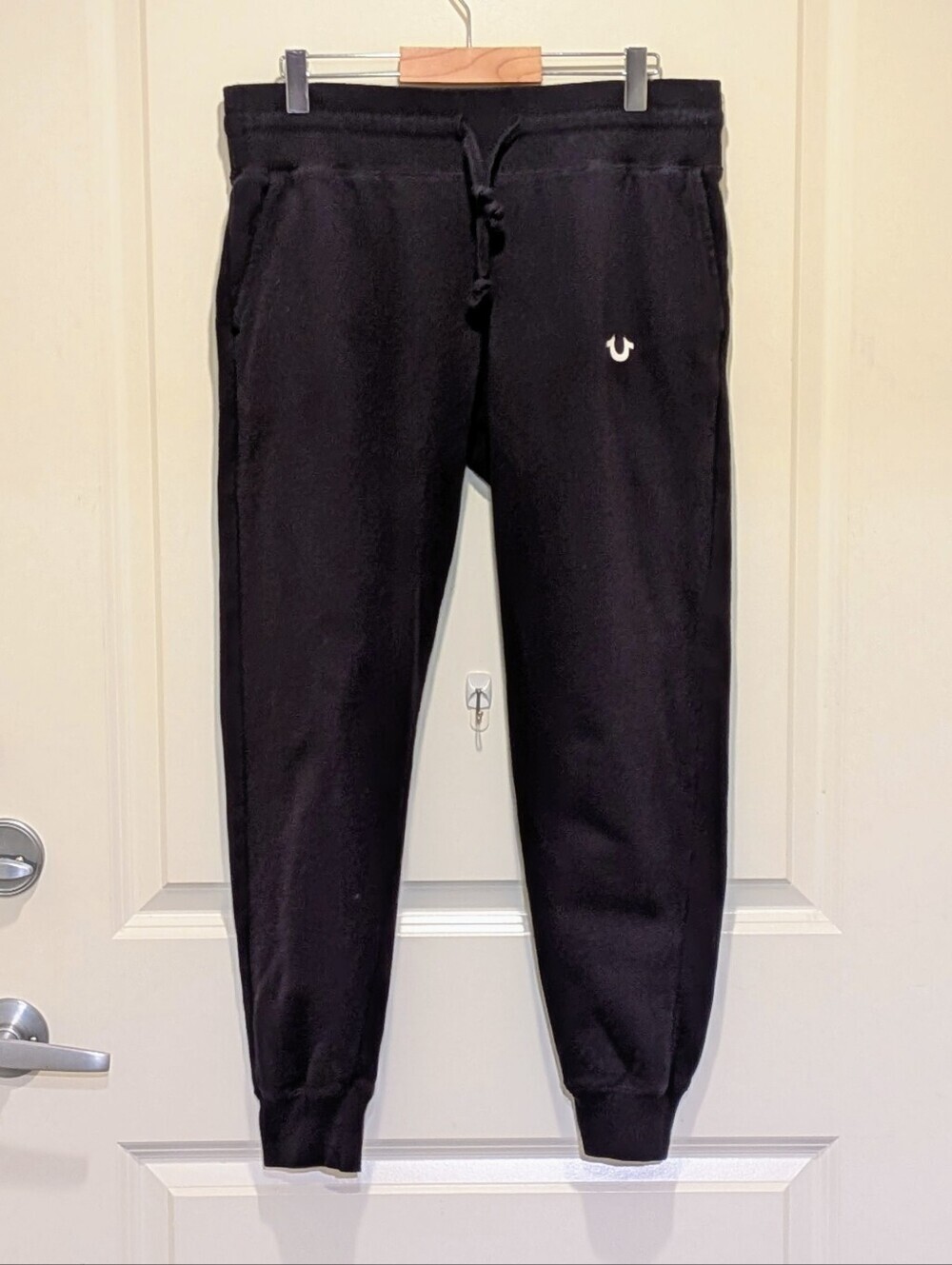 GUC True Religion S Black Cotton Blend Sweatpants with Horseshoe Logo